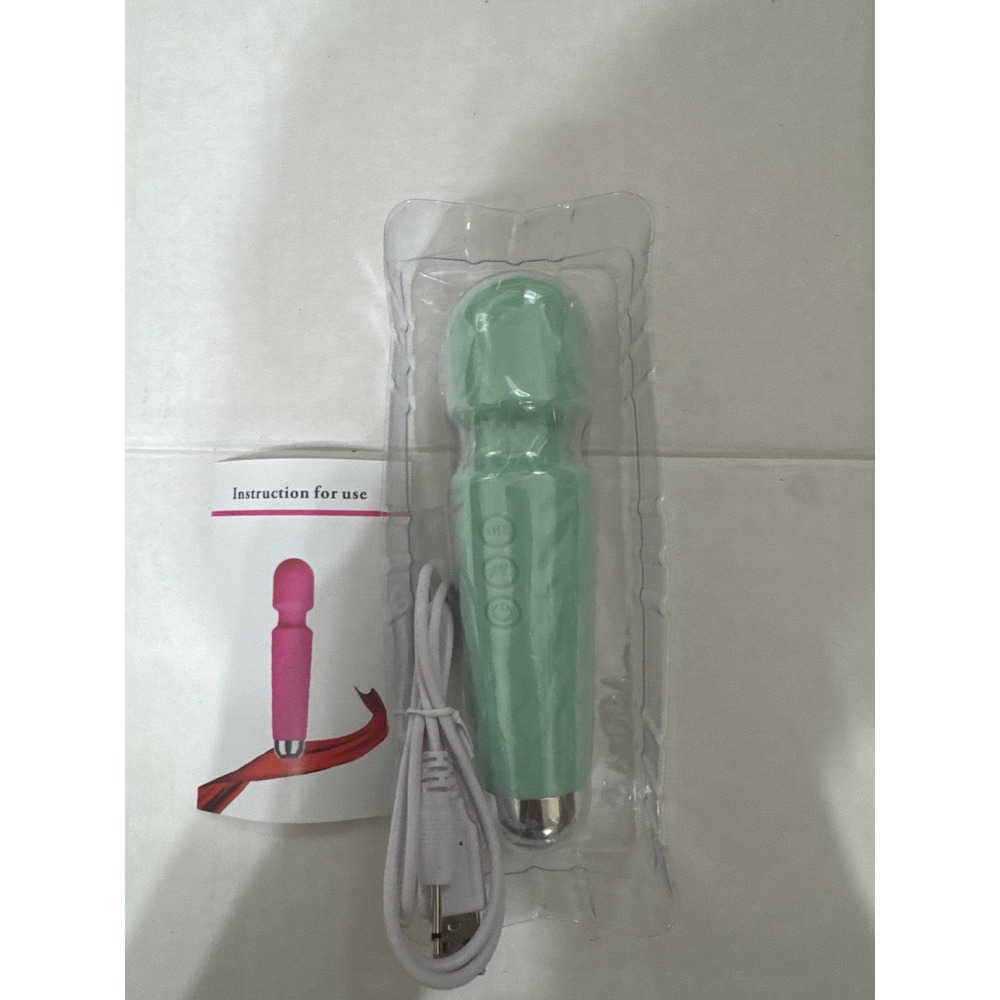 Wand Massager Rechargeable Handheld Silicone 20 Patterns 8 Speeds Mint Green